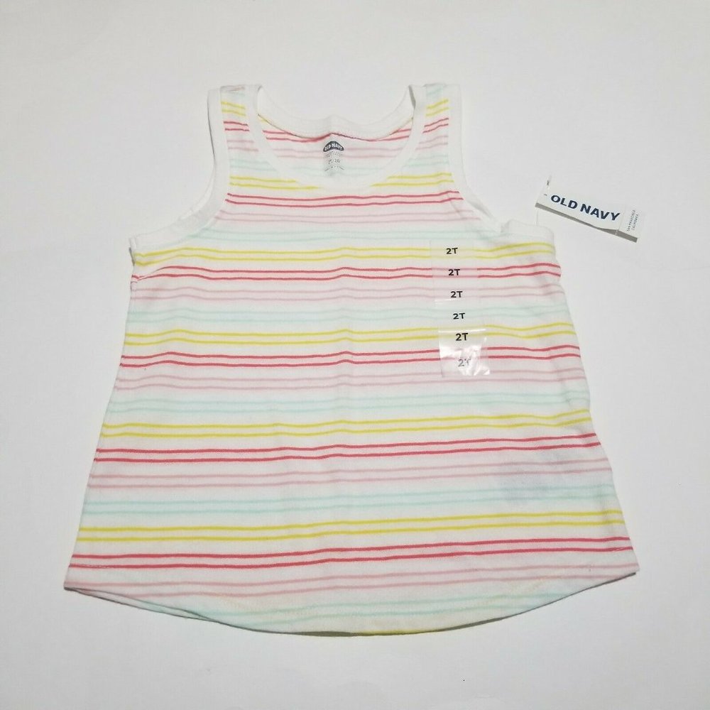 New Toddler Girl Old Navy Rainbow Colorful Stripe Stripes Striped Tank Top 2T